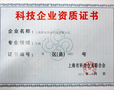 上海联业获得科技企业资质证书
